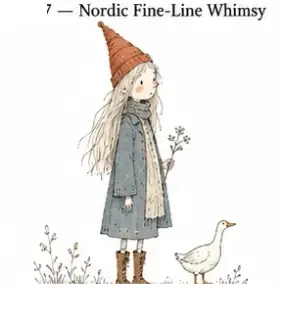 Nordic Fine-Line Whimsy 风格参考图