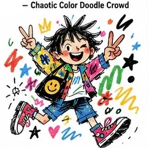 Chaotic Color Doodle Crowd 风格参考图
