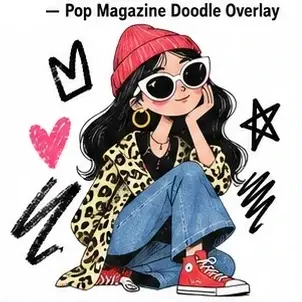 Pop Magazine Doodle Overlay 风格参考图