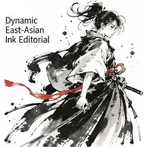 Dynamic East-Asian Ink Editorial 风格参考图